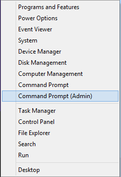 Windows 8 Quick Access Menu, Command Prompt (Admin)